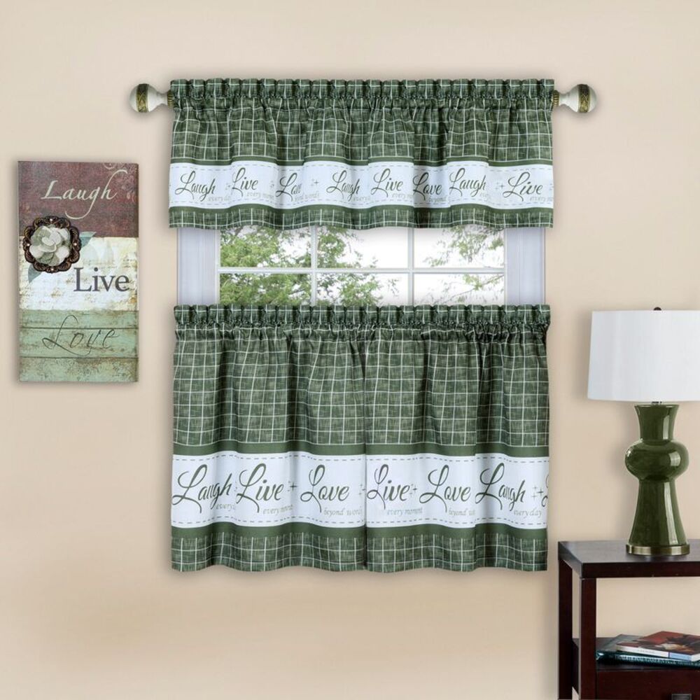 Achim Home Furnishing Live Love Laugh Window Kitchen Curtains Valance - 58" (W)